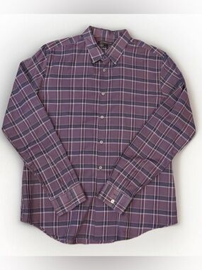 John Varvatos Men’s Large Purple Plaid Dress Shirt Good Condition 100% Cotton